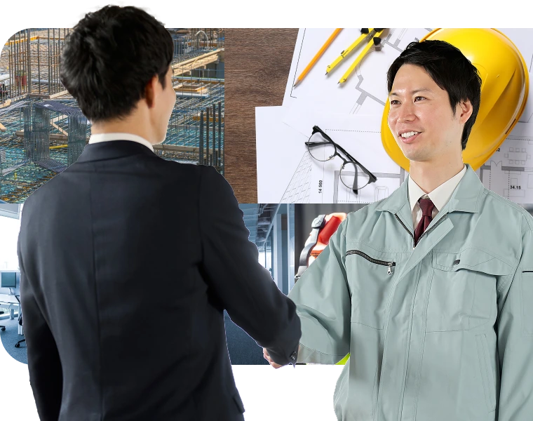 握手する企業担当者とDCT.株式会社のスタッフ
